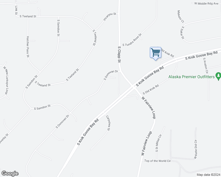 map of restaurants, bars, coffee shops, grocery stores, and more near 2875 South Donovan Drive in Wasilla