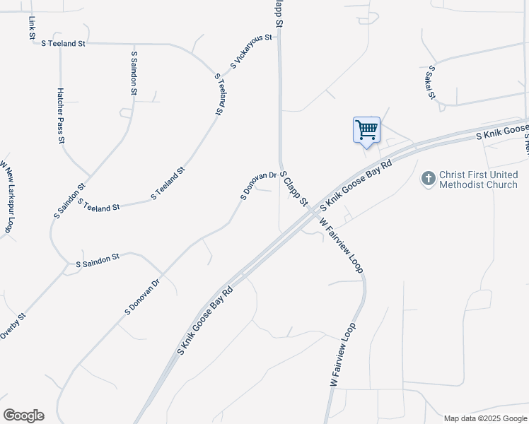 map of restaurants, bars, coffee shops, grocery stores, and more near 2875 Donovan Drive in Wasilla
