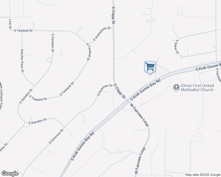 map of restaurants, bars, coffee shops, grocery stores, and more near 2751 Donovan Drive in Wasilla