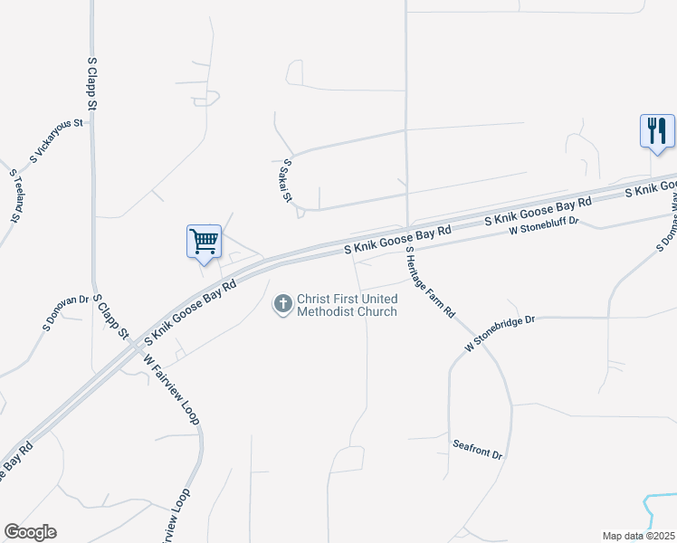 map of restaurants, bars, coffee shops, grocery stores, and more near 2742 South Avalon Circle in Wasilla