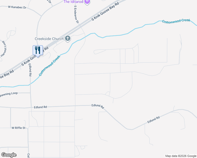 map of restaurants, bars, coffee shops, grocery stores, and more near 1037 West Jones Drive in Wasilla