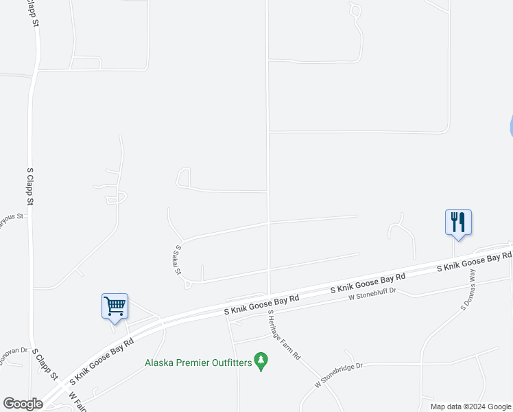 map of restaurants, bars, coffee shops, grocery stores, and more near 3001 South Sakai Street in Wasilla