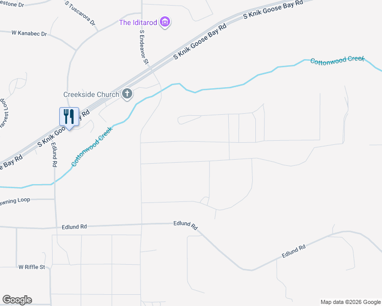 map of restaurants, bars, coffee shops, grocery stores, and more near 1037 West Jones Drive in Wasilla