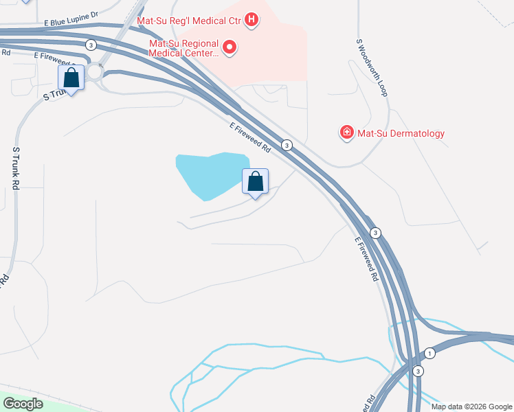 map of restaurants, bars, coffee shops, grocery stores, and more near 7870 E Fireweed Rd in Palmer
