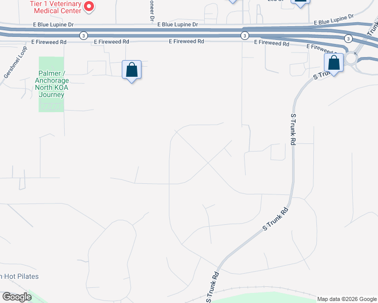 map of restaurants, bars, coffee shops, grocery stores, and more near 2152 Jensen Road in Palmer