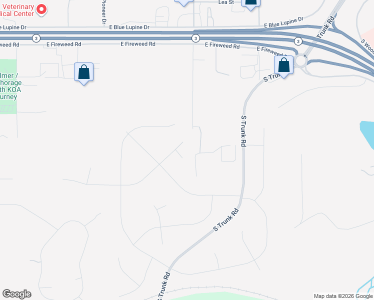 map of restaurants, bars, coffee shops, grocery stores, and more near 2151 Jensen Road in Palmer