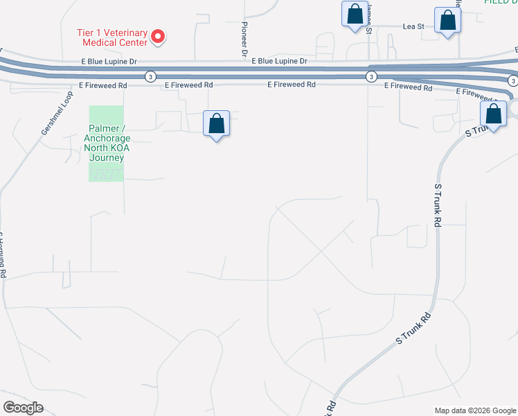 map of restaurants, bars, coffee shops, grocery stores, and more near 2246 South Sanctuary Drive in Palmer