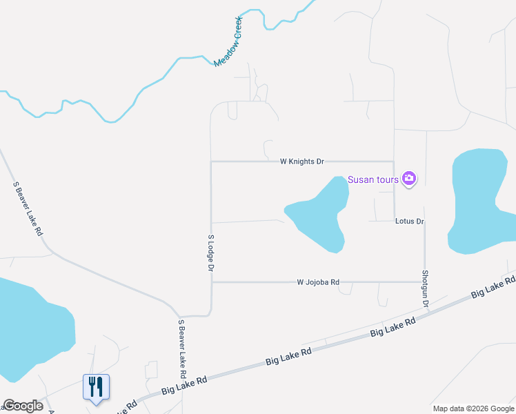 map of restaurants, bars, coffee shops, grocery stores, and more near 14196 West Knights Drive in Wasilla
