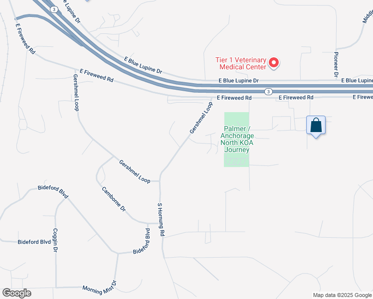 map of restaurants, bars, coffee shops, grocery stores, and more near 6050 Gershmel Loop in Palmer