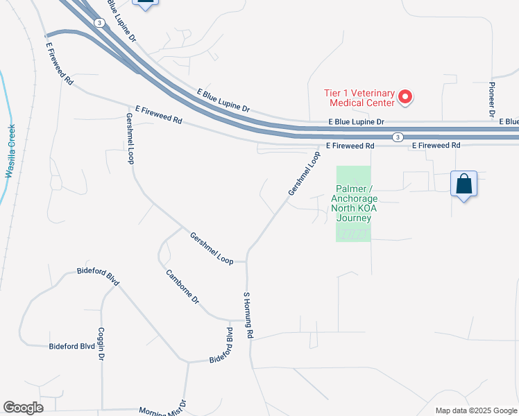 map of restaurants, bars, coffee shops, grocery stores, and more near 6037 Gershmel Loop in Palmer
