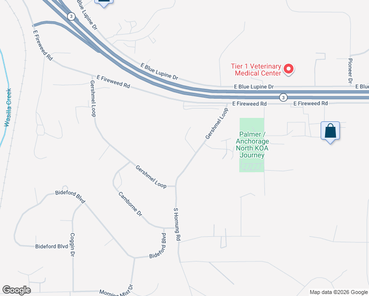 map of restaurants, bars, coffee shops, grocery stores, and more near 6037 Gershmel Loop in Palmer
