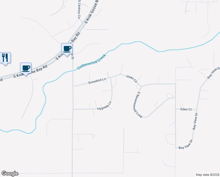 map of restaurants, bars, coffee shops, grocery stores, and more near 351 Hygrade Lane in Wasilla