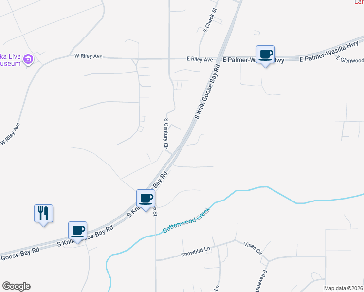 map of restaurants, bars, coffee shops, grocery stores, and more near 1878 South Knik-Goose Bay Road in Wasilla