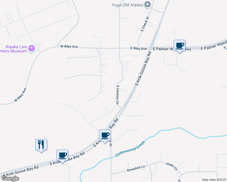 map of restaurants, bars, coffee shops, grocery stores, and more near 101 Frank Smith Way in Wasilla