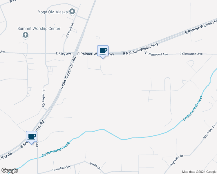 map of restaurants, bars, coffee shops, grocery stores, and more near 1221 South Rogers Circle in Wasilla