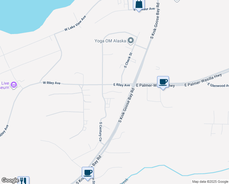 map of restaurants, bars, coffee shops, grocery stores, and more near 191 East Riley Avenue in Wasilla