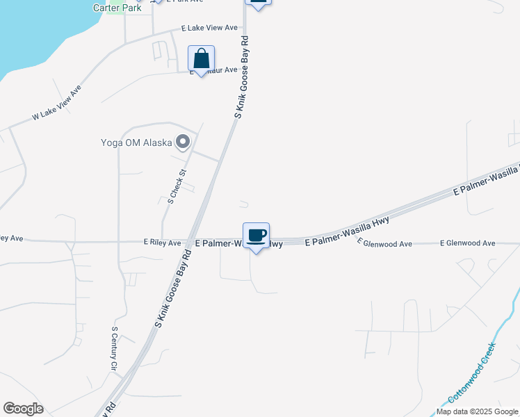 map of restaurants, bars, coffee shops, grocery stores, and more near 1001 South Knik-Goose Bay Road in Wasilla