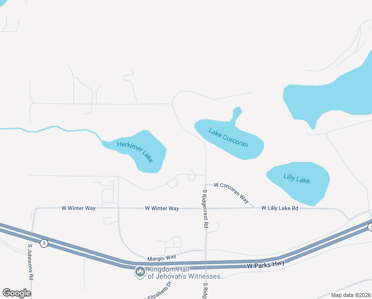 map of restaurants, bars, coffee shops, grocery stores, and more near 1000 South Ridgecrest Road in Wasilla