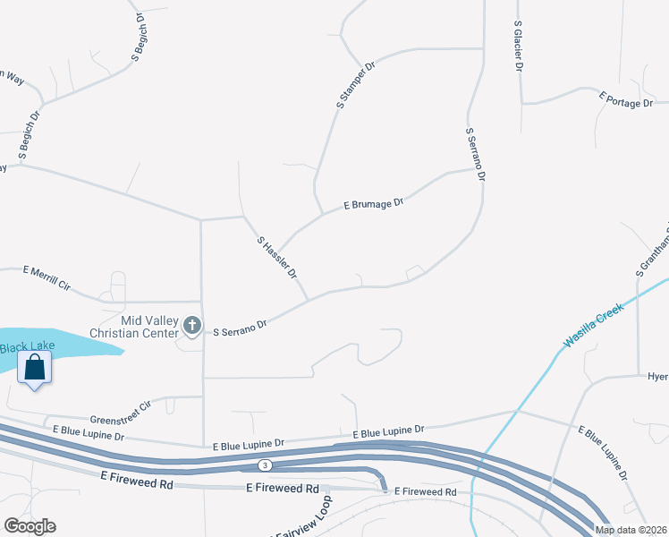 map of restaurants, bars, coffee shops, grocery stores, and more near 5000 East Brumage Drive in Wasilla