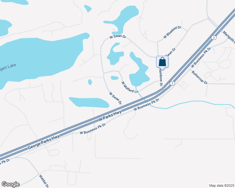 map of restaurants, bars, coffee shops, grocery stores, and more near 8340 West Swan Drive in Wasilla
