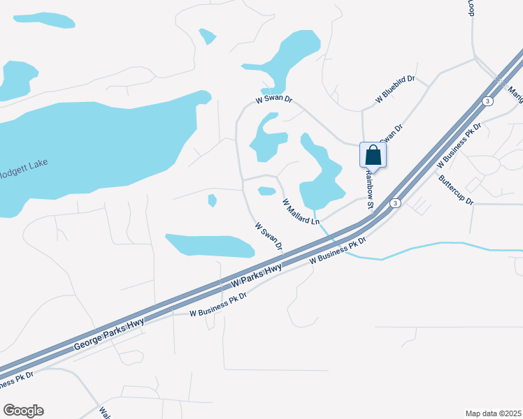map of restaurants, bars, coffee shops, grocery stores, and more near 8340 West Swan Drive in Wasilla
