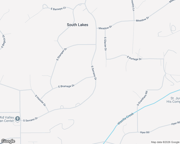 map of restaurants, bars, coffee shops, grocery stores, and more near 5250 East Brumage Drive in Wasilla