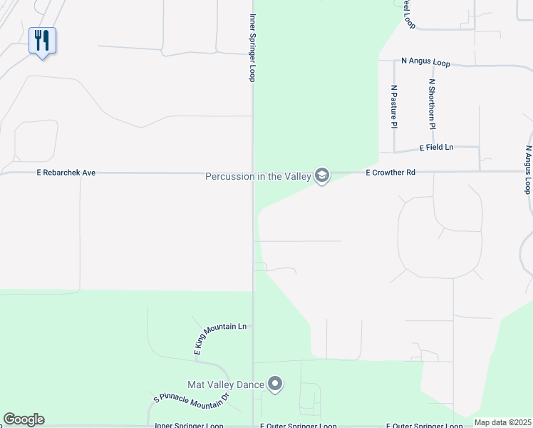map of restaurants, bars, coffee shops, grocery stores, and more near 701 Inner Springer Loop in Palmer