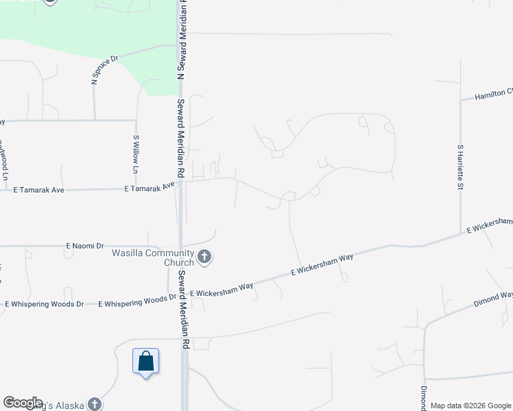 map of restaurants, bars, coffee shops, grocery stores, and more near 3700 East Ruth Drive in Wasilla