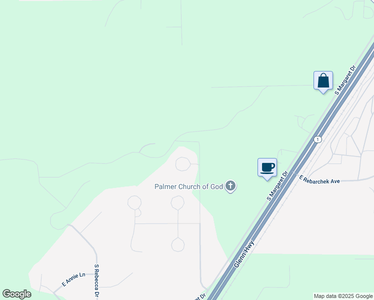 map of restaurants, bars, coffee shops, grocery stores, and more near 11945 Shooting Star Circle in Palmer
