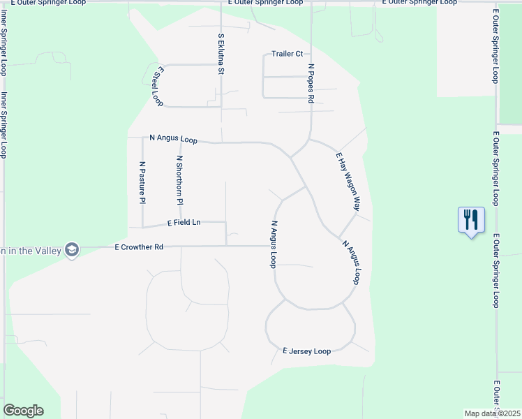 map of restaurants, bars, coffee shops, grocery stores, and more near 13850 East Gingham Circle in Palmer