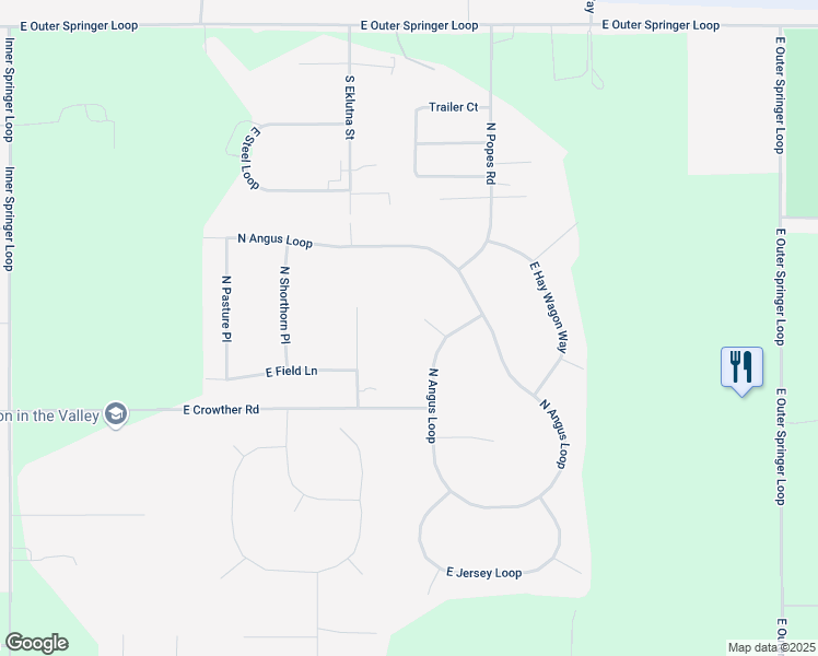 map of restaurants, bars, coffee shops, grocery stores, and more near 13850 East Gingham Circle in Palmer