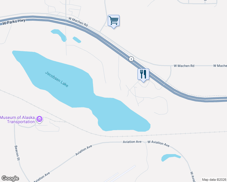 map of restaurants, bars, coffee shops, grocery stores, and more near 3239 West Coghlan Circle in Wasilla