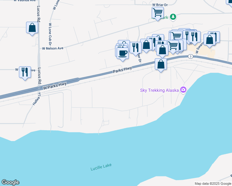 map of restaurants, bars, coffee shops, grocery stores, and more near 761 Selina Lane in Wasilla