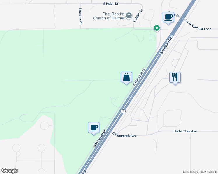 map of restaurants, bars, coffee shops, grocery stores, and more near 12300 East Drift Lane in Palmer