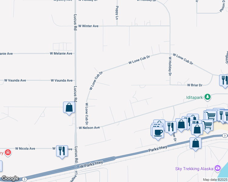 map of restaurants, bars, coffee shops, grocery stores, and more near 951 Turk Circle in Wasilla