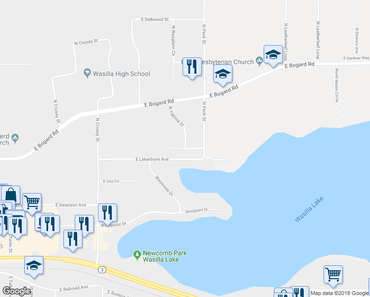 map of restaurants, bars, coffee shops, grocery stores, and more near 1098 Seneca Avenue in Wasilla