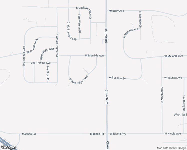 map of restaurants, bars, coffee shops, grocery stores, and more near 516 North Pine Ridge Loop in Wasilla