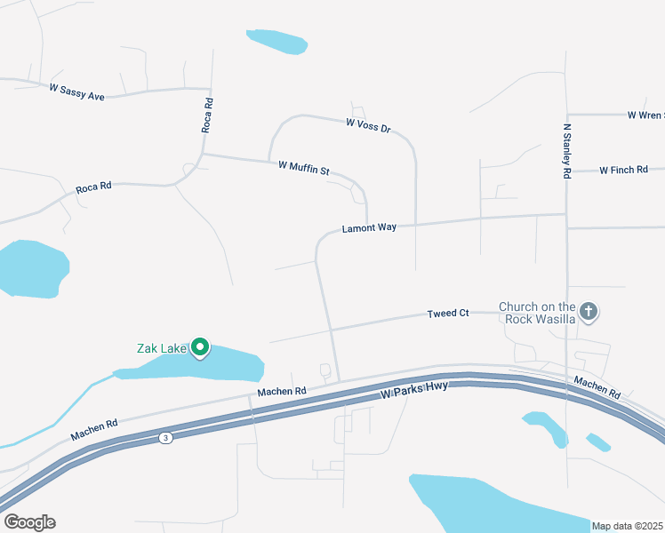map of restaurants, bars, coffee shops, grocery stores, and more near 3990 Lamont Way in Wasilla