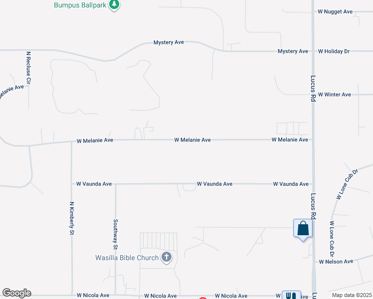 map of restaurants, bars, coffee shops, grocery stores, and more near 1600 West Melanie Avenue in Wasilla