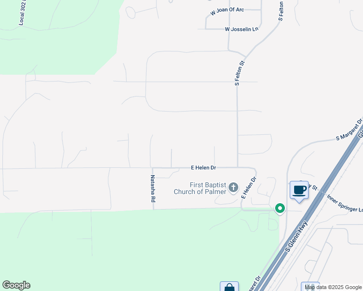 map of restaurants, bars, coffee shops, grocery stores, and more near 771-775 East Helen Drive in Palmer