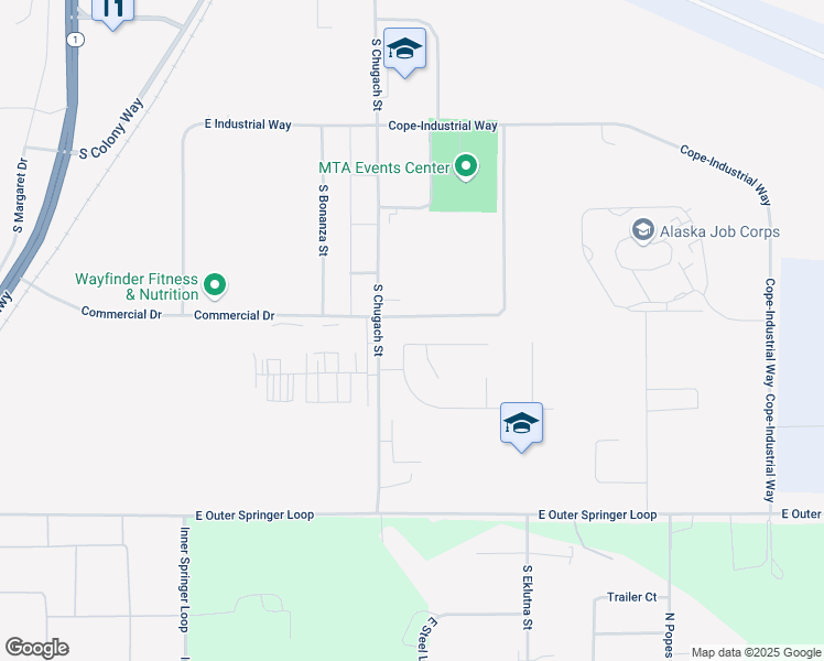 map of restaurants, bars, coffee shops, grocery stores, and more near 335 East Melissa Rose Circle in Palmer
