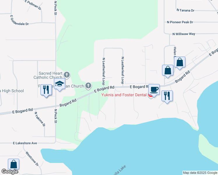 map of restaurants, bars, coffee shops, grocery stores, and more near 1508 East Bogard Road in Wasilla