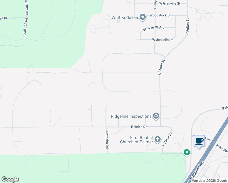 map of restaurants, bars, coffee shops, grocery stores, and more near 1363 East Hidden Ranch Loop in Palmer