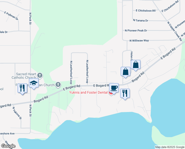 map of restaurants, bars, coffee shops, grocery stores, and more near 1150 North Leatherleaf Loop in Wasilla