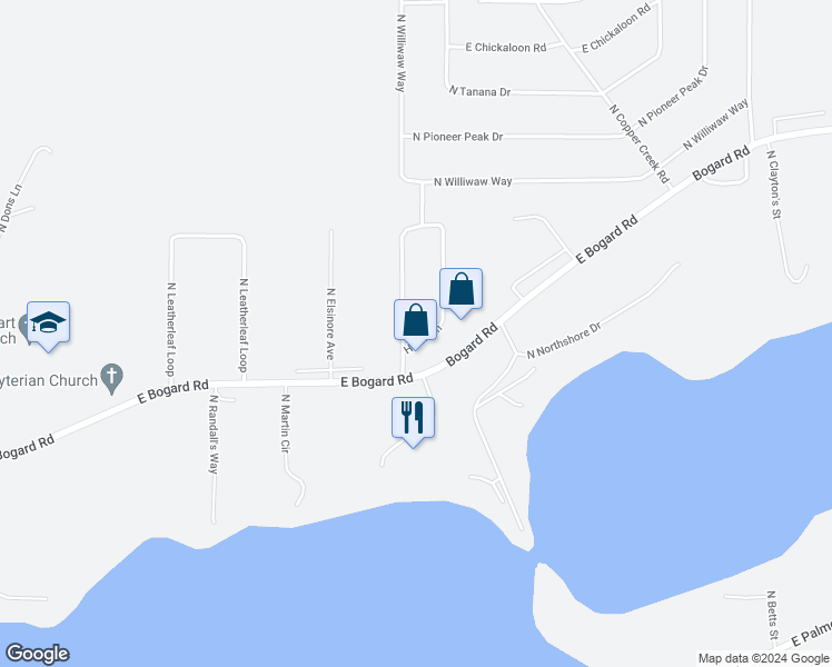 map of restaurants, bars, coffee shops, grocery stores, and more near 925 North Helen Lane in Wasilla