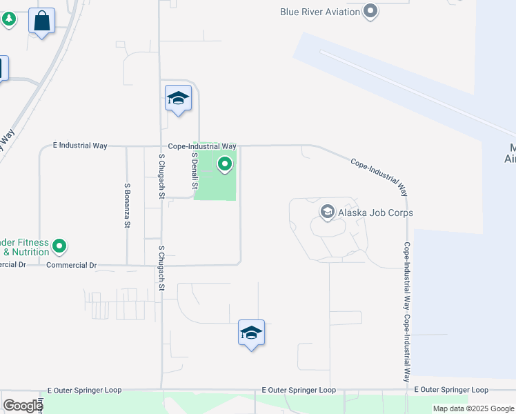 map of restaurants, bars, coffee shops, grocery stores, and more near 507 Cope-Industrial Way in Palmer