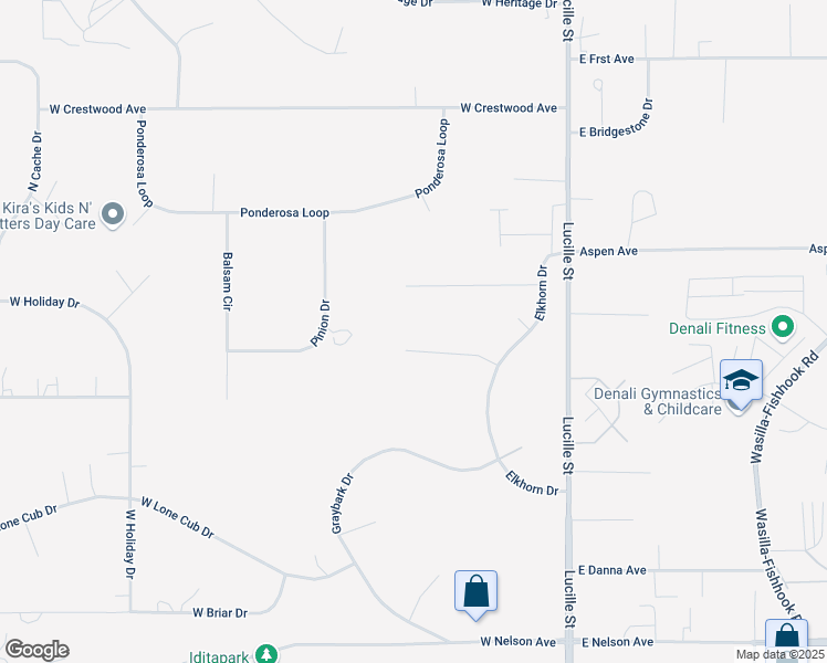 map of restaurants, bars, coffee shops, grocery stores, and more near 242 West Celtic Circle in Wasilla