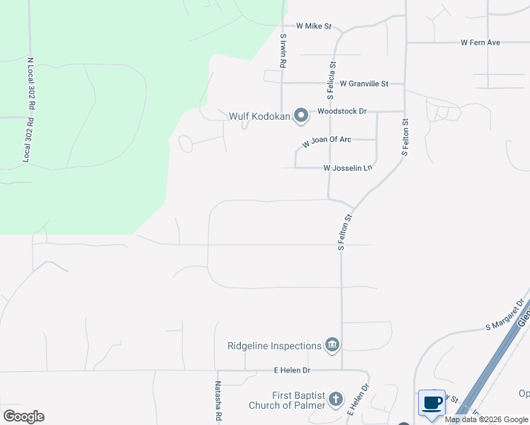 map of restaurants, bars, coffee shops, grocery stores, and more near 1499 East Hidden Ranch Loop in Palmer