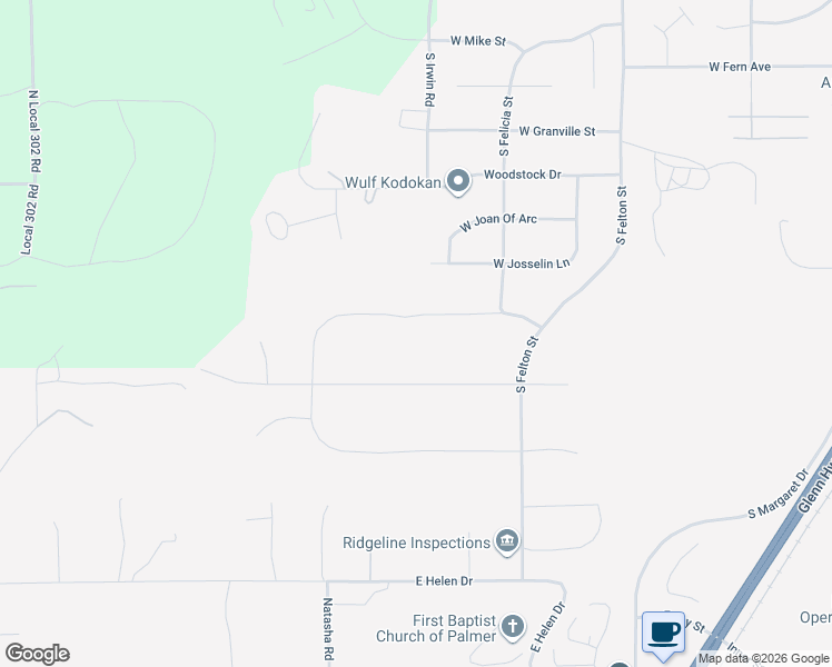 map of restaurants, bars, coffee shops, grocery stores, and more near 1499 East Hidden Ranch Loop in Palmer
