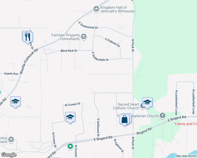 map of restaurants, bars, coffee shops, grocery stores, and more near 980 East Snow Hill Avenue in Wasilla